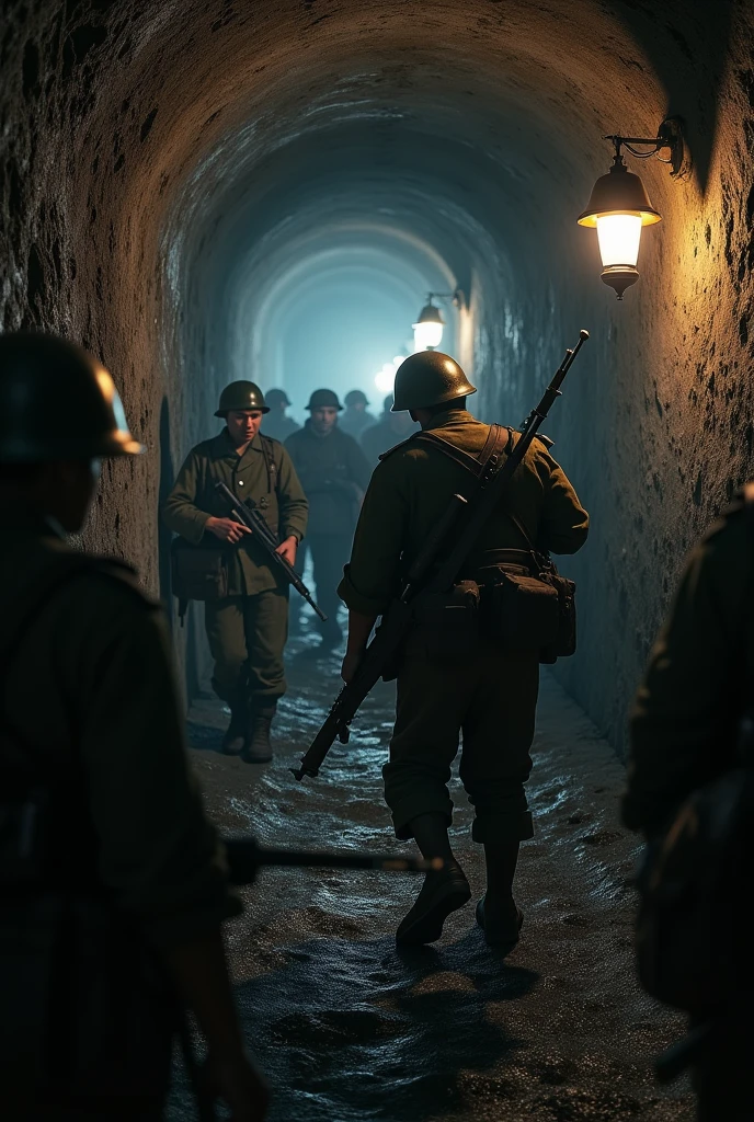 Japanese soldiers in tunnel World War 2