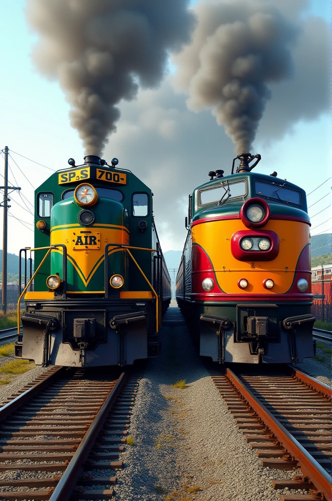 SP&S 700 steam locomotive and SP 4449 Daylight steam locomotive side by side
