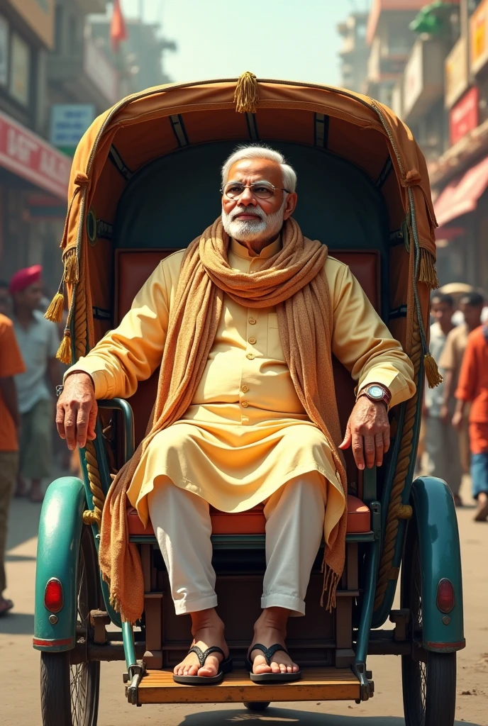 Modi sitting on rickshaw 