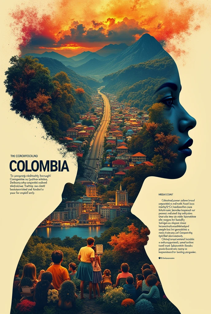 Create a poster about the book 《"Colombianitude" which is a detailed exploration of the Colombian soul. In its pages, Jaime Alberto Leal Afanador examines how an advanced education system can guide Colombia towards a future full of opportunities and well-being. This free work is a call to understand and value the role of education in building a prosperous nation for Unad Popayán