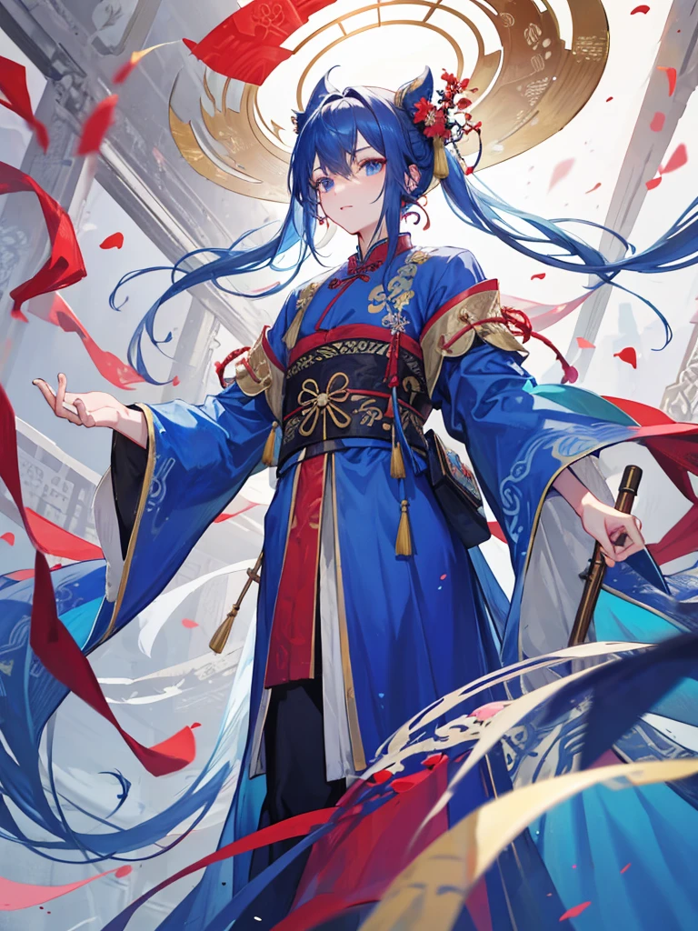 A male character,Ancient Chinese Clothing,Blue clothes,robe,Hairpin