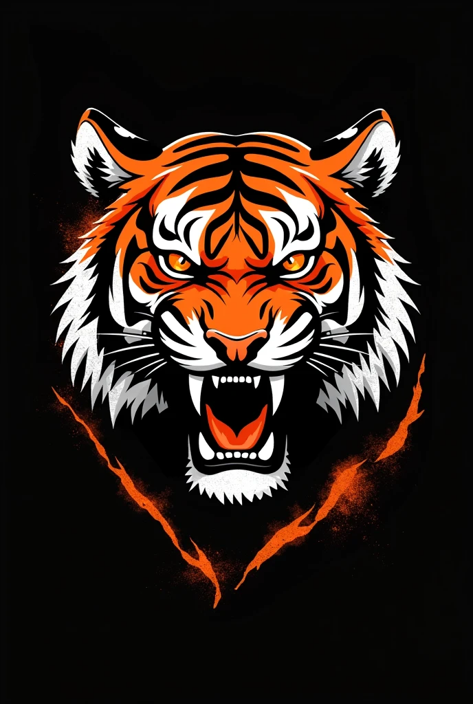 I would like to create t-shirts for a football team that are inspired by the colours of a tiger., black and orange mainly 