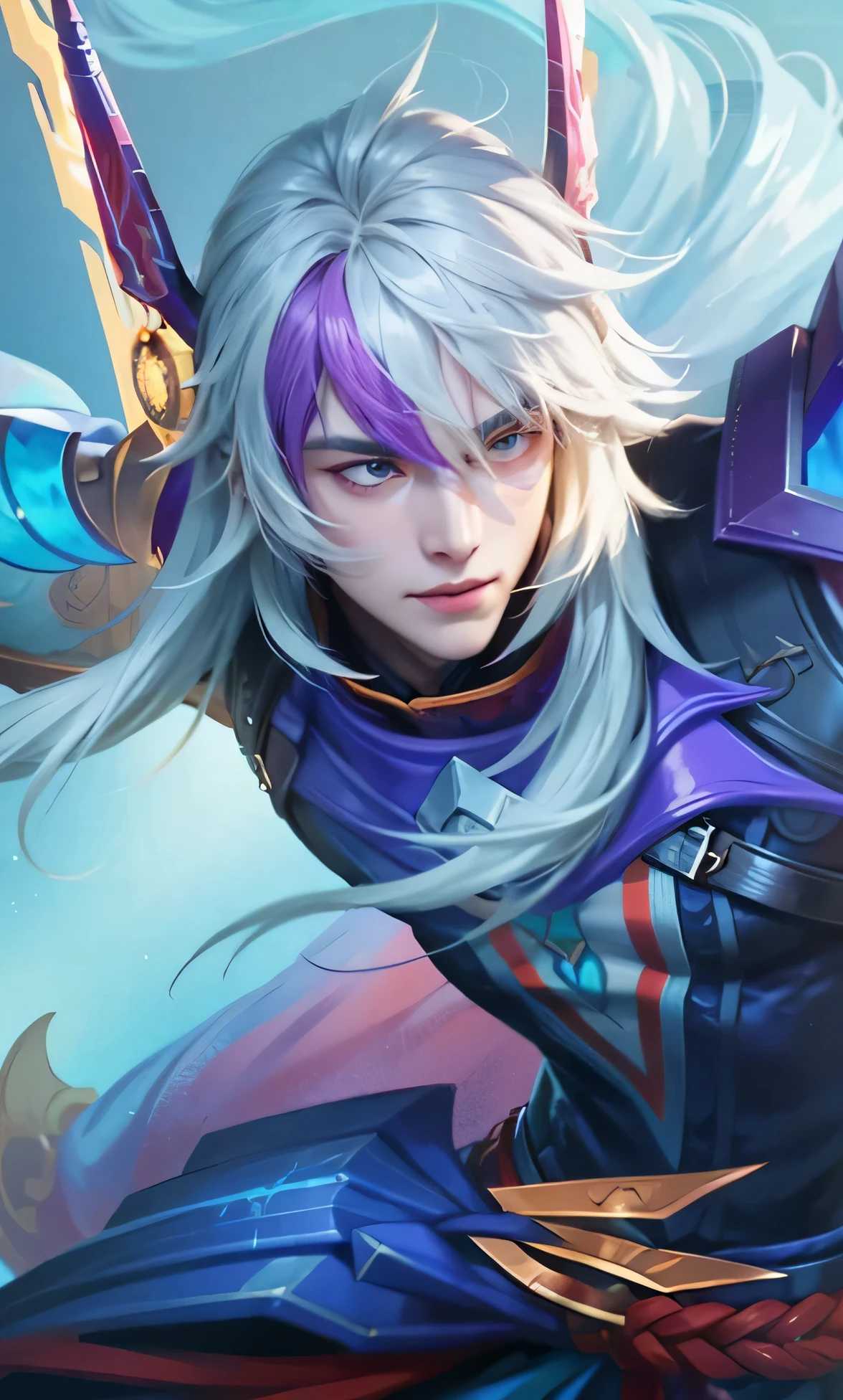 Best quality, masterpiece, detailed skin texture, detailed clothes texture, detailed face, super detail, 8k, intricate detail, 1 boy, The color doesn't change, Muscle guy, 1 guy, smile, a close up of a person with a fan in their hand, heise jinyao, inspired by Huang Shen, zhao yun, keqing from genshin impact, zhongli from genshin impact, bian lian, onmyoji portrait, inspired by Shen Zhou, inspired by Pu Hua, zenra taliyah, sylas, onmyoji detailed art