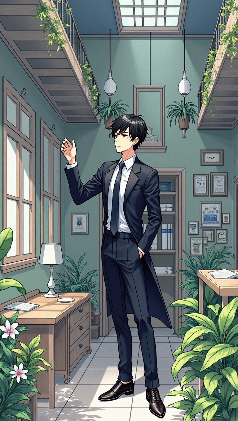 1 handsome Japanese guy,27years old,Lawyer,Formal shirt and tie, Lawyer服, Professional Dress, Preparing for court, Handsome and elegant, Wearing a black uniform, sexy abstinence, in blouse wearing, Masculine and handsome,musculous,Muscles look good,hairy bodies,with fair skin,黑The eye(thin eyes 1:3),Full body photo,lewd face, tight chest, provocatively, unbutton buttons ,sexy