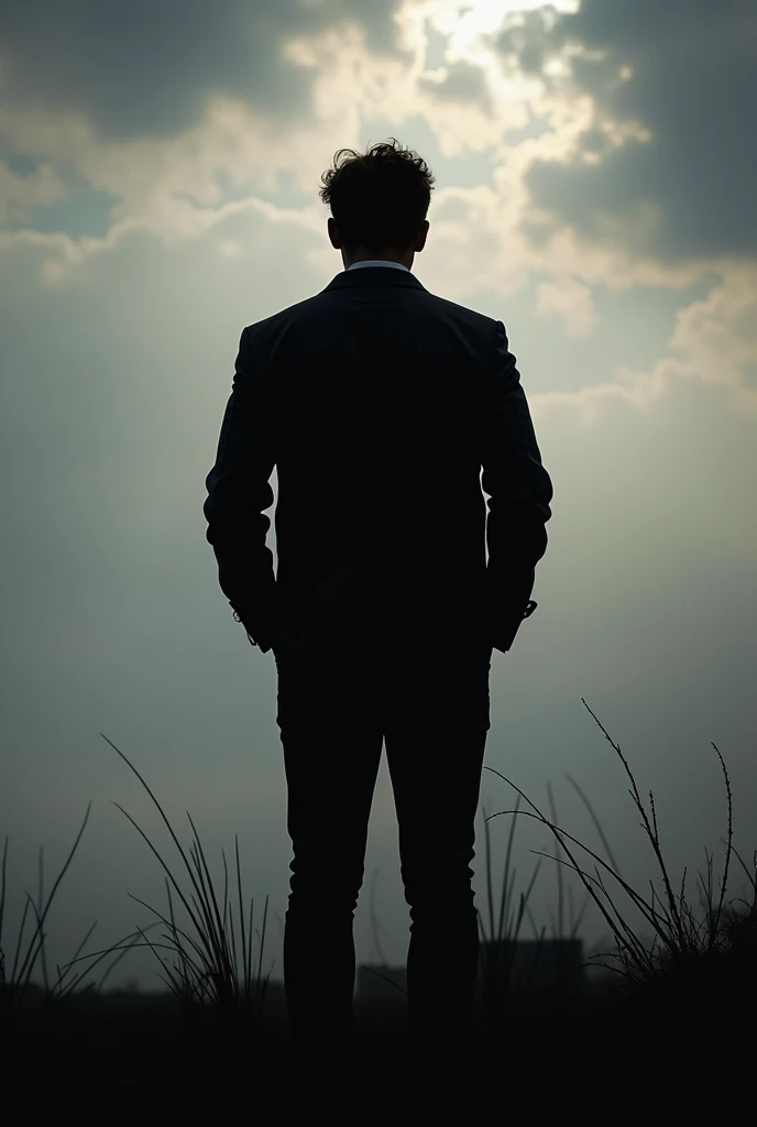 silhouette of confused man
