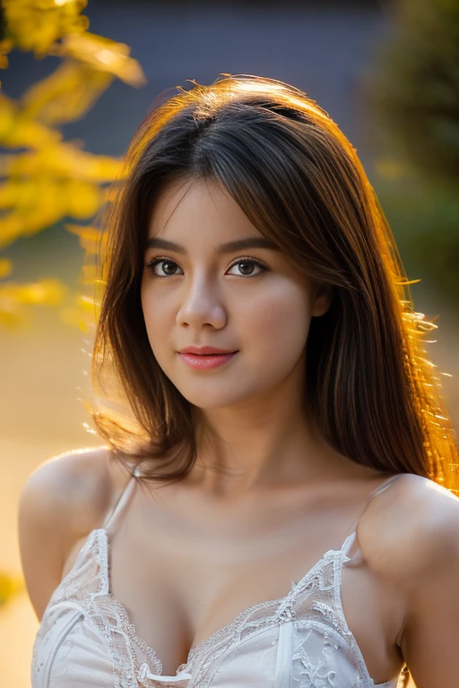 8k, best quality, (white lace kebaya attire )、(top-quality,​ masterpiece:1.3, 超A high resolution),(ultra-detailliert,Caustics),(Photorealsitic:1.4,RAW shooting,)Ultra-realistic capture,A highly detailed,high-definition16K for human skin, Cute and lovely Indonesian girl, , ultra detail, photo realistic,
 standing in a garden, garden, (puffed breast), (ample cleavage ),dark-haired, long hair, (depth of fields、chromatic abberation、Wide range of lighting、Natural Shading、 dynamic rendering)、(Exterior light at night:1.4)、(Hair swaying in the wind:1.2).