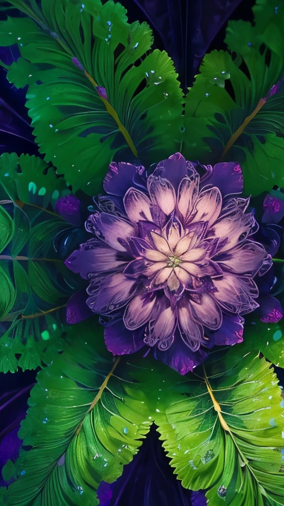 a close up of a purple flower with a green stem, flowers growing out of its head, botanical fractal structures, by Jan Sawka, beautiful detail, intricate plants, beautiful natural forms, intricate!!, fern, hyperdetailed!!, beautiful hyperdetailed, hyperdetailed!!!, by Joan Ayling, flower head, very intricate, detailed plant life, by Stefan Lochner