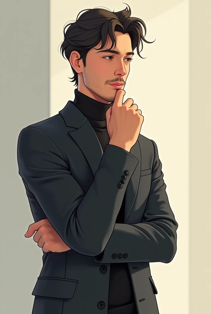 Man. A slim figure, a gentle face, wearing modern clothes..