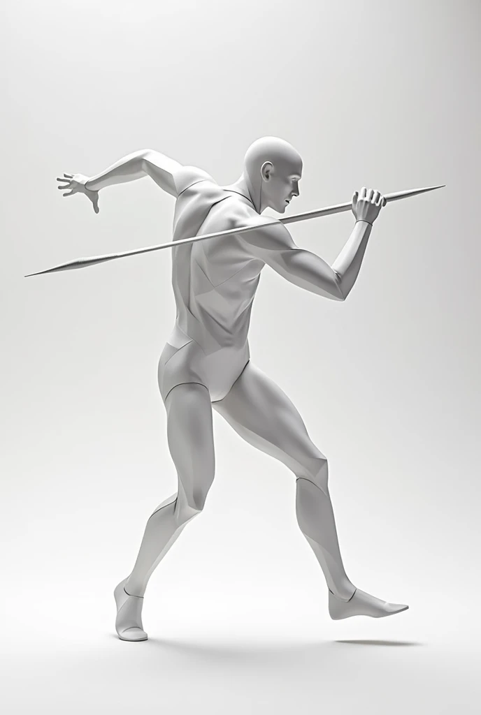 An Olympic athlete, human form made of paper ,design minimaliste, prenant l'élan pour lancer le javelot ,