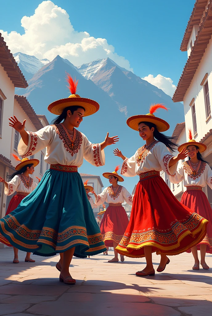 Create a drawing of the Pausiñas dance of Arequipa
