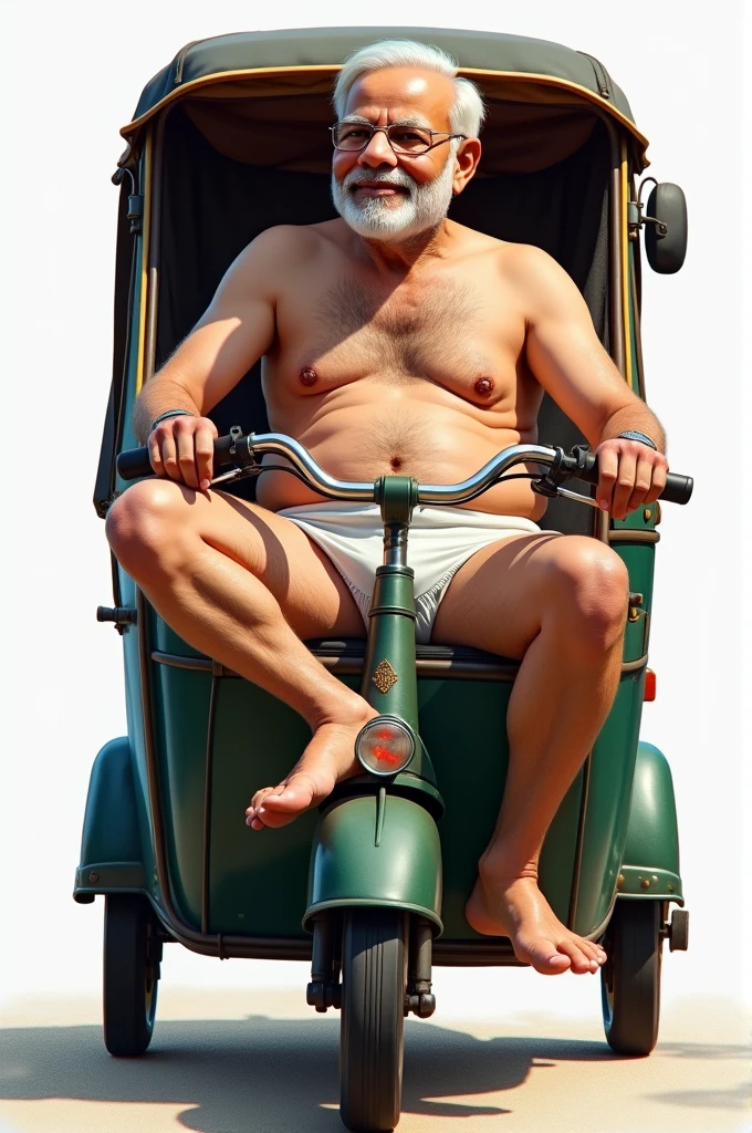 Modi sitting on rickshaw, wearing an underwear. Png.