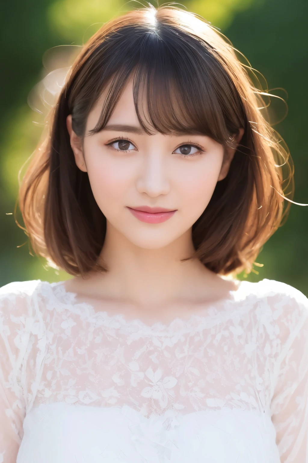 ((Highest quality、masterpiece、8k、Best image quality、Hyperrealism、Award-winning works)), One Girl, Hairstyle Casual, (Big Breasts: 1.2), (Elegant lace blouse: 1.1), Very beautiful face, Delicate eyes, double eyelid, smile, Home, (Face close-up:1.1)