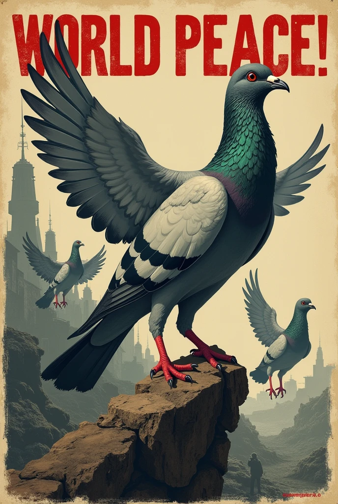 World Peace War Poster Pigeons
