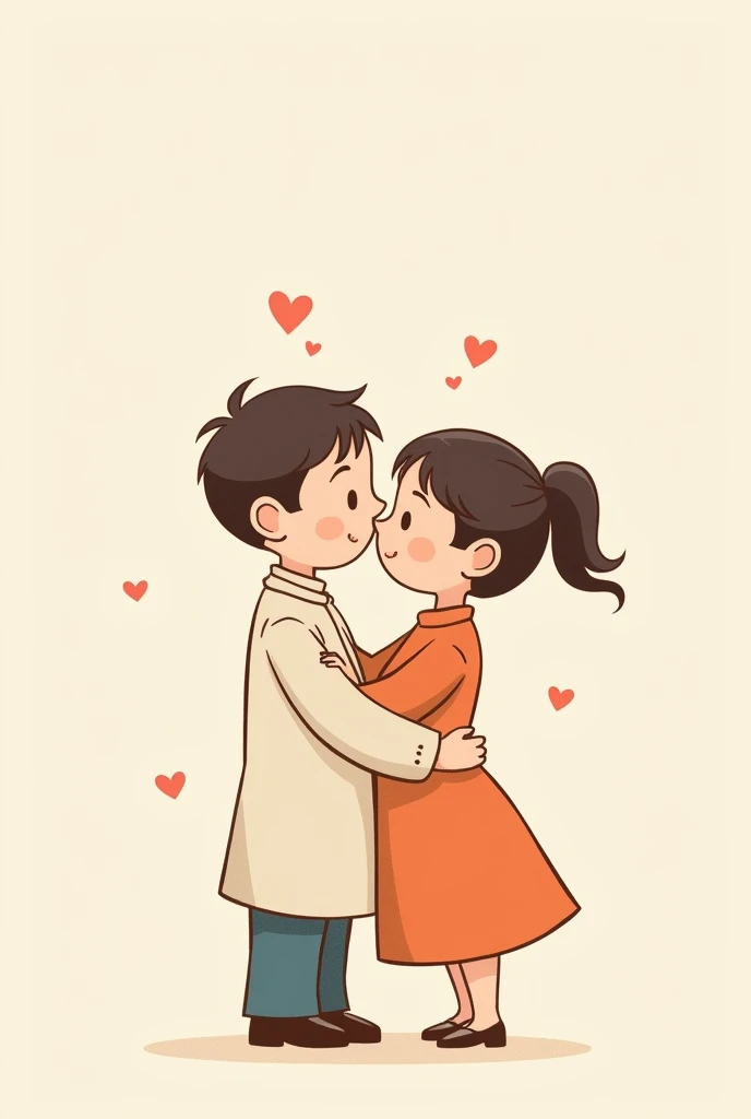 Simple cartoon of a couple just hugging each other with non-verbal communication