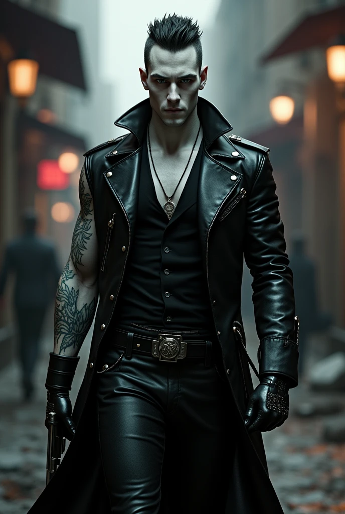 Make Blade the White Vampire Hunter. With the clothes and style of Wesley Snipes' Blade With hair like Blade and tattoos. Now white he