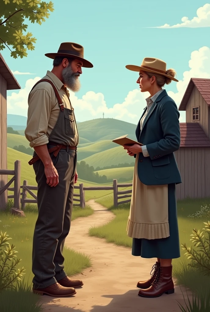 Farmer, his wife and businessman talking