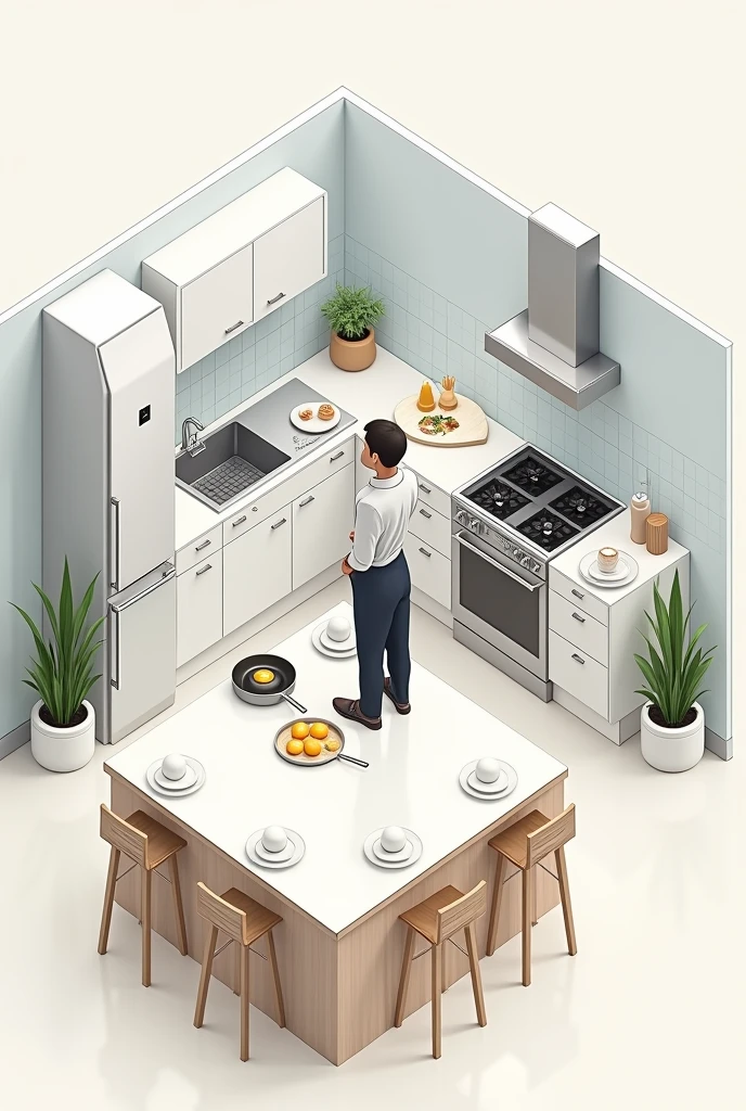 drawing design a kitchen layout preparing egg of cooking