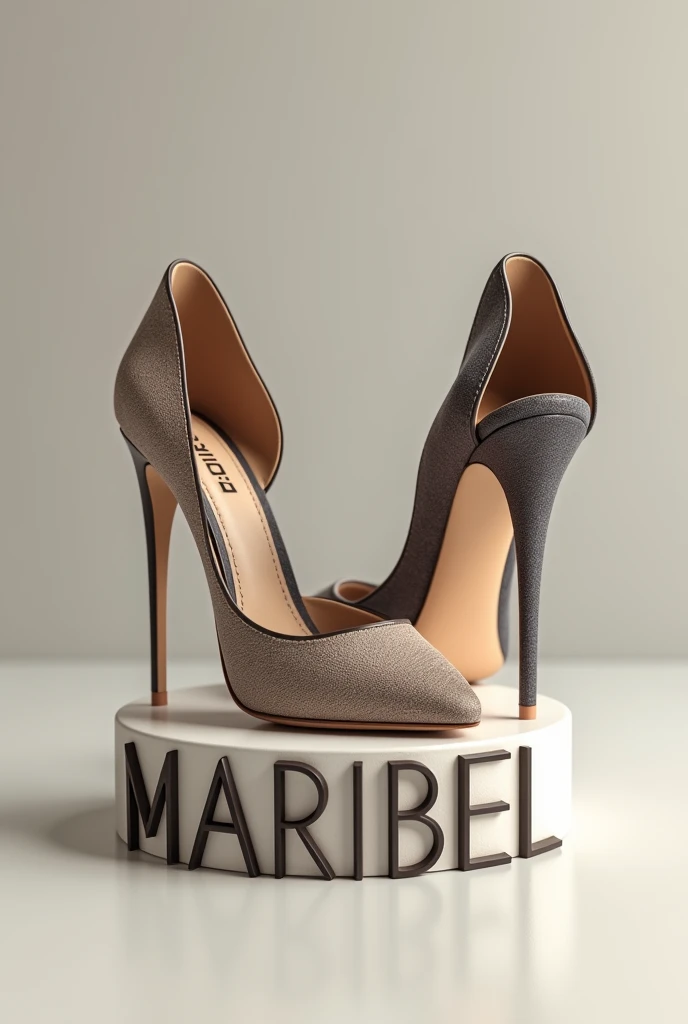 You can make the heels open, meaning that on each tip, you would say to the left and right, put MARIBEL underneath.
