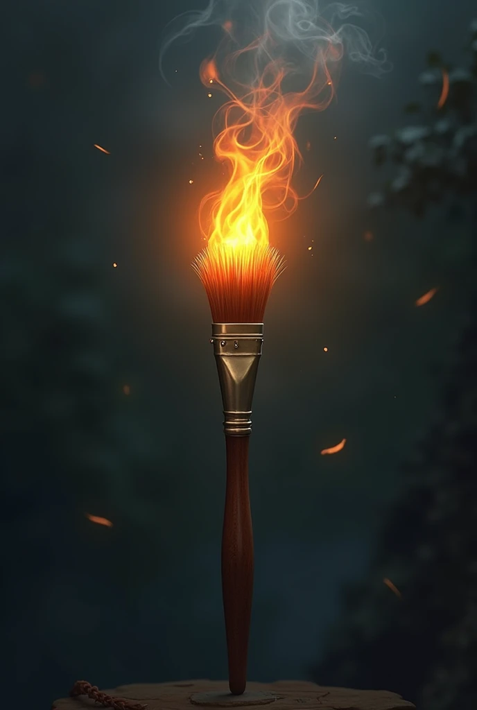 paint brush with fire on top