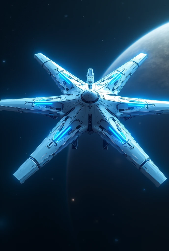 Spaceship heli with 4 wings with blue energy