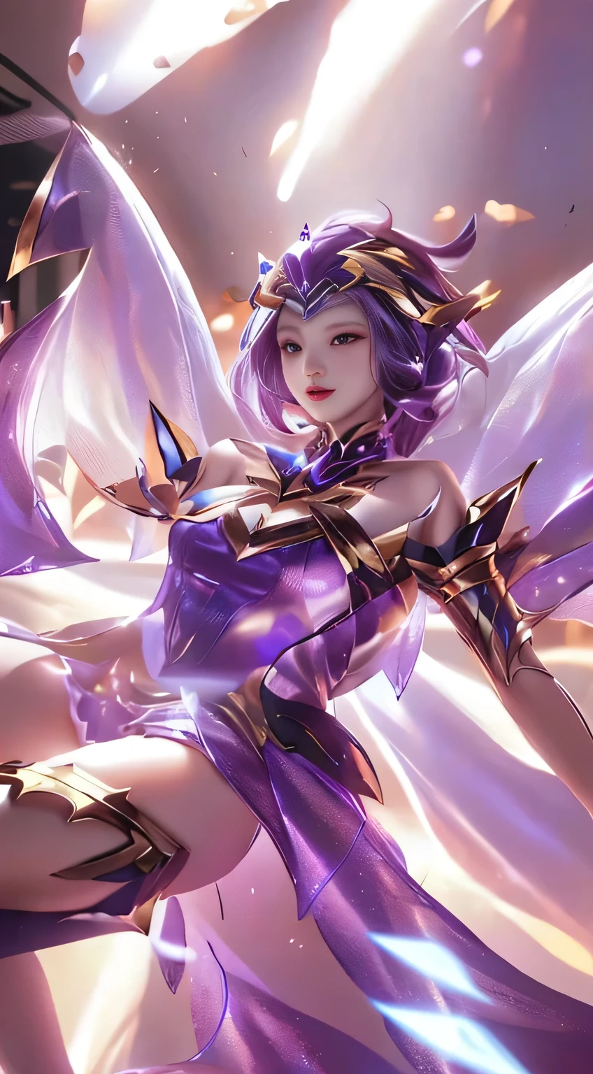 Legendary Kda League、Super beautiful big glowing eyes、Best Quality, 1girl in, nffsw, Solo, Long hair, Short hair, Dress,