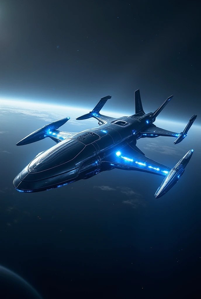 Spaceship heli with 4 wings with blue energy