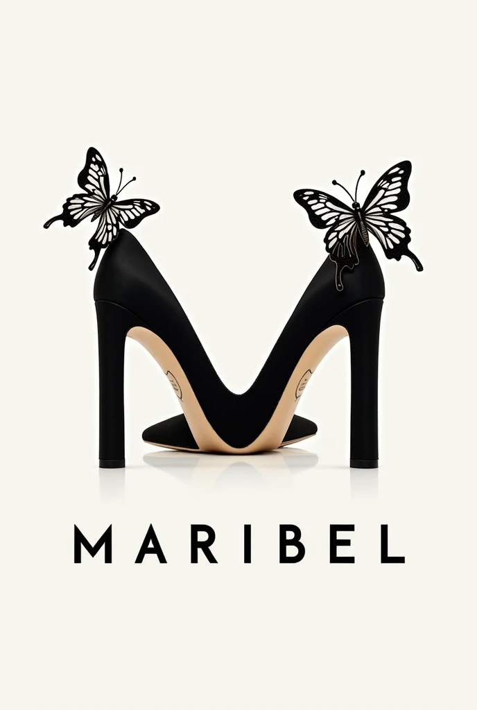 You can create some heels that form a black M with butterflies on the tips and MARIBEL below.