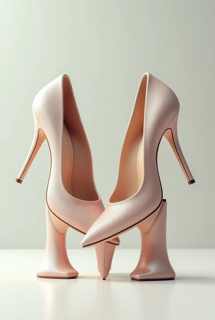 Create an image with two high heel shoes that sign the letter M