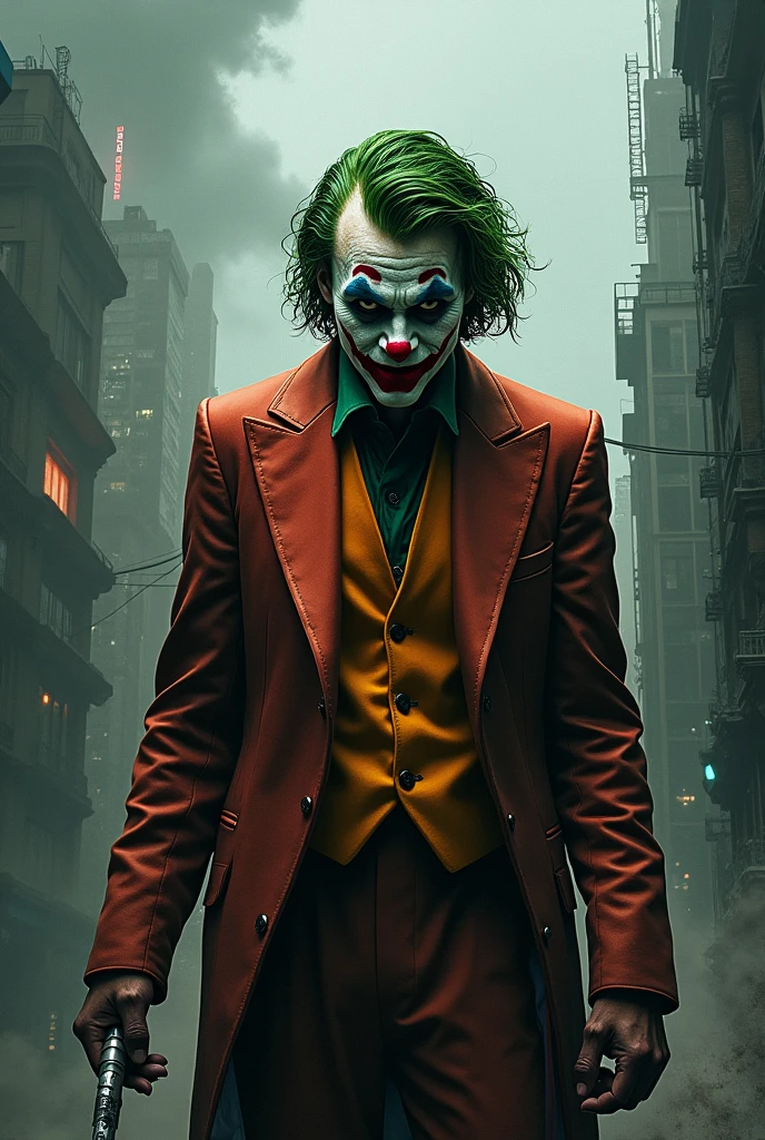Please create jocker of the dark knight with the color of Indian flag.