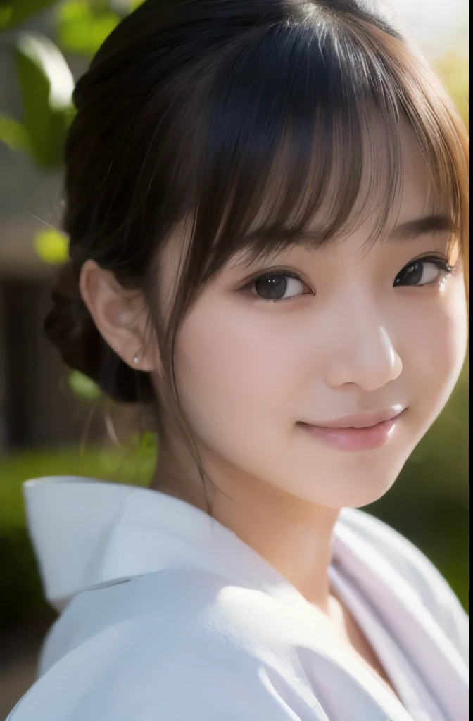 best quality, face focus, soft light, ultra high res, (photorealistic:1.4), RAW photo,(Shinozaki Ai), white skin, kawaii,
1 Japanese girl, solo, cute, (smile), (pupil, lights in the eyes), detailed beautiful face, Medium-sized breasts,(high resolution detail of human skin texture),(long hair),(portrait), upper body, white traditional kimono, no makeup