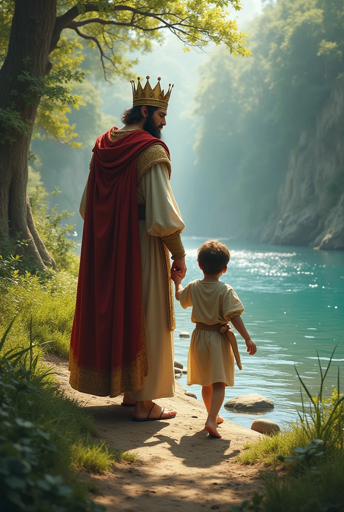 The king took the child to the river bank