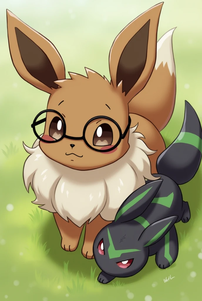 ,furry, Wild, Pokémon, eevee y umbreon, long fluffy hair, Glasses, eevee with brown fur,umbreon with black fur, Glasses, hazel eyes, ashamed, average breasts, Pussy, plump Pussy, canine paws, legs for hands, short stature, small pile, crawling, heavy, neck, walkies, grows,sex,neck and leash,doggy style
