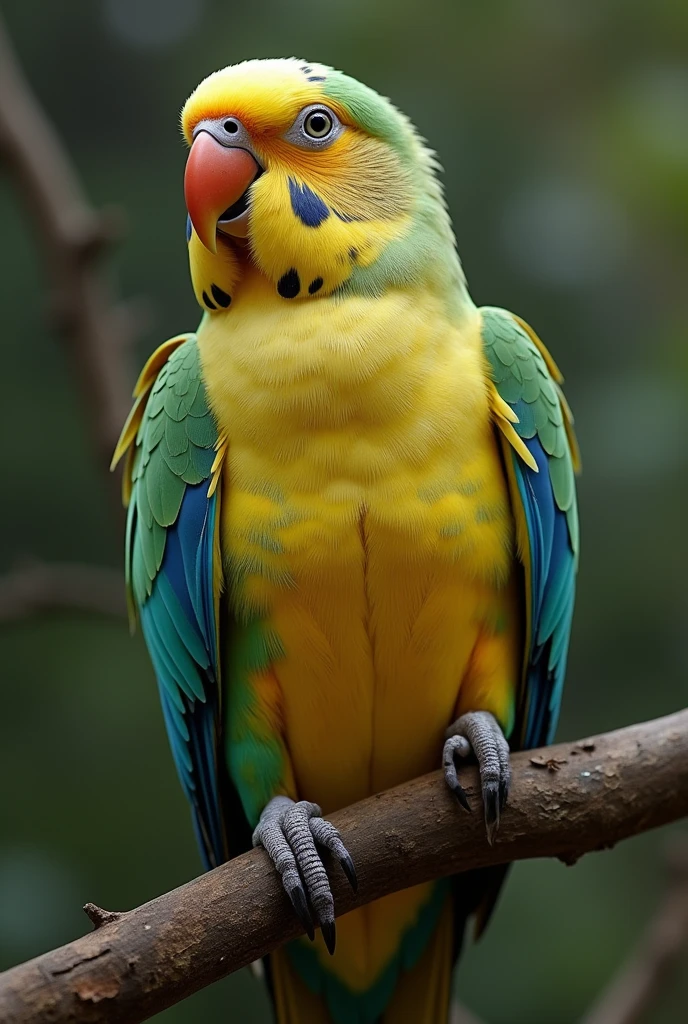 create a parakeet with an extremely muscular human body
