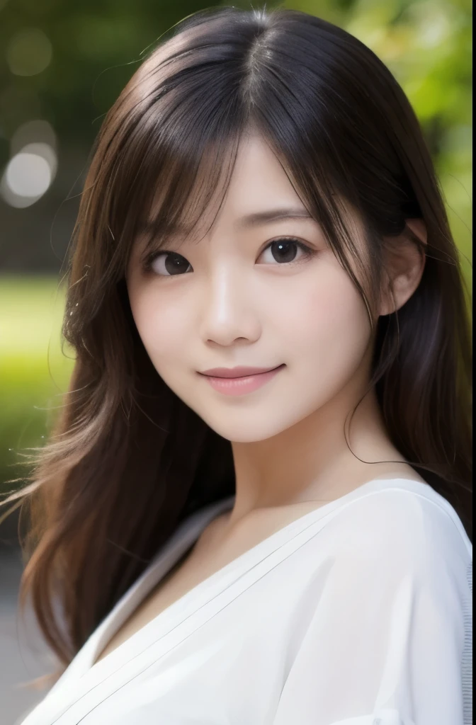 best quality, face focus, soft light, ultra high res, (photorealistic:1.4), RAW photo,(Shinozaki Ai), white skin, kawaii,
1 Japanese girl, solo, cute, (smile), (pupil, lights in the eyes),  detailed beautiful face, Medium-sized breasts,(high resolution detail of human skin texture),(long hair),(portrait), upper body, white traditional kimono, no makeup