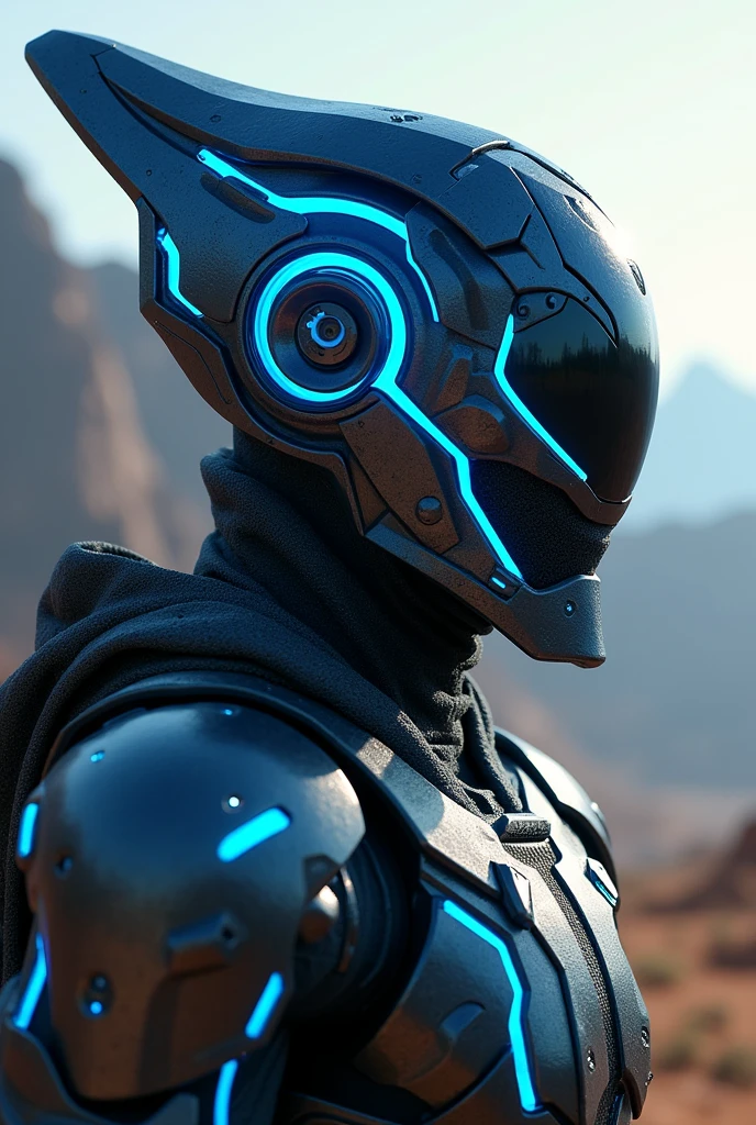 Metal helmet adventage with blue energy 