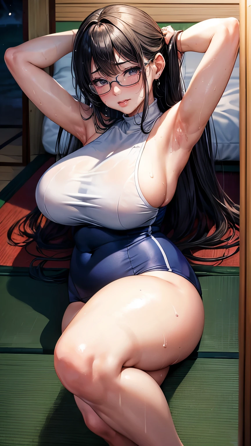 Chinese Idol Mature Woman 50 talents Huge boobs ((Wet navy blue school swimsuit.)) (Rimless glasses) Chunli ((Plump)) ((Blonde with bangs)) ((Japanese-style room with dark tatami mats at night)) Sweaty ((Sweat pours down)) ((My face and body are sweaty and wet.)) ((A mature woman full of pheromones)) Shy and sexy face (Gorgeous makeup) ((鮮やかな赤いルージュのPlumpとした唇)) ((Make provocative eye contact)) Duck mouth Plump lips Watery eye ((Watery eyes)) ((Beautiful sweaty armpits)) Sweatyわきまんこ Tropical night Sultry nights Soaking wet Wet and shiny skin ((Realistic armpits))