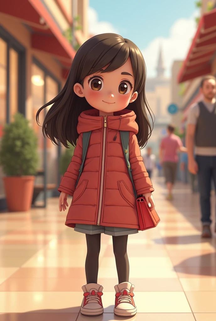the same animated girl but in a shopping mall
