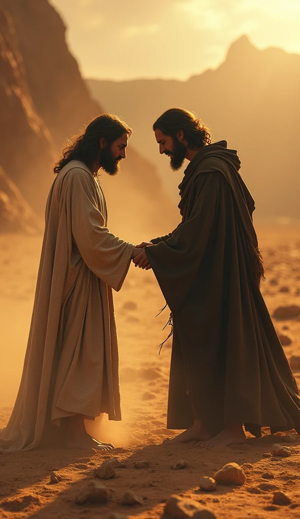 ChatGPT
Crie um prompt completo para criar em alta resolução super realista 8k Lucifer e jesus no wasteland igual no filme a paixão de cristo
ChatGPT
Claro! Aqui está um prompt detalhado para criar uma imagem em alta resolução e super realista de Lucifer e jesus no deserto, inspired by the style of the film "The Passion of Christ":
Prompt:
Create a high resolution 8k image with an extreme level of realism, showing a desert scene inspired by the film's visual style "The Passion of Christ". The scene must have the following details:
jesus e Lucifer:
jesus: Retrate jesus com aparência autêntica da época, with a simple, ragged tunic. Your hair should be long and disheveled, and he must display a look of weariness and determination.
Lucifer: Lucifer deve ser representado de forma imponente e ameaçadora, with a look that suggests its supernatural nature. He may be wearing dark, flowing clothing., with an expression that mixes subtlety and malice.
enviroment:
wasteland: The setting should be a vast arid desert with sand dunes, scattered rocks and a dramatic sky. The desert should convey a sense of desolation and immensity.
Lighting e atmosphere:
Lighting: Use dramatic, warm lighting, with a light that simulates the scorching desert sun. Shadows should be intense and highlight the textures of the sand and the characters..
atmosphere: Add a light dust effect to increase realism and the feeling of heat and dryness.
Additional Detail:
Include minute details like the texture of the characters' skin, the sand on their feet and the intense expression on their faces.
Consider adding a sense of movement to convey the tension of the moment..
The image should capture the emotional intensity of the scene and the interaction between the two characters., with a level of detail that allows a complete appreciation in 8k.
This prompt should provide a solid foundation for creating a visually stunning and realistic image..
In English ChatGPT Cer