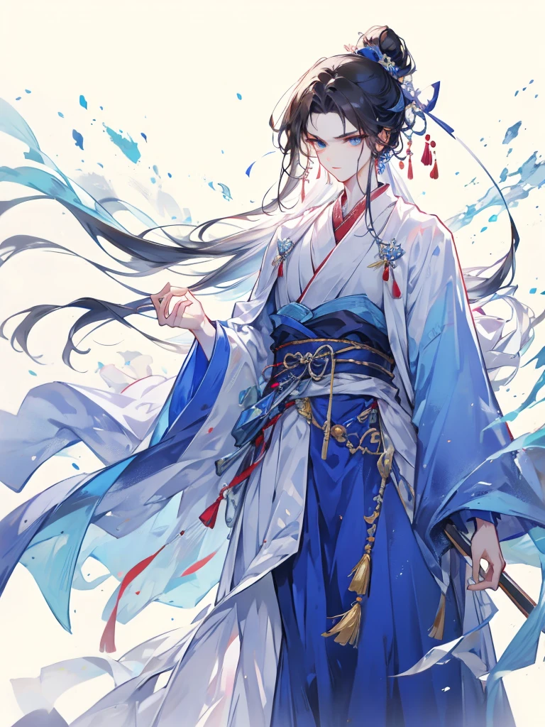 A male character,Ancient Chinese Clothing,Blue clothes,robe,Hairpin