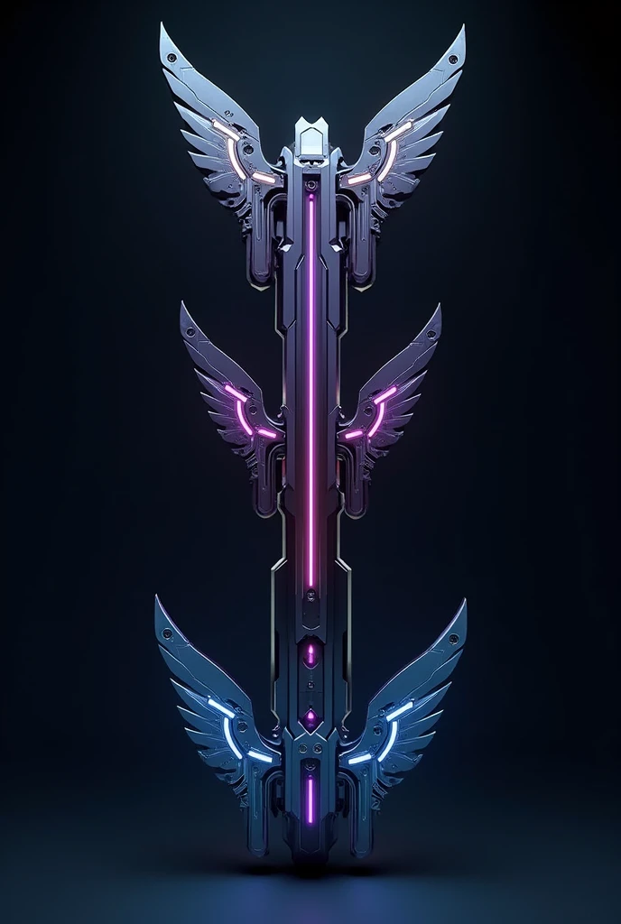 "3D futuristic Galon Column Fundraising logo with robotic wings and neon lights"