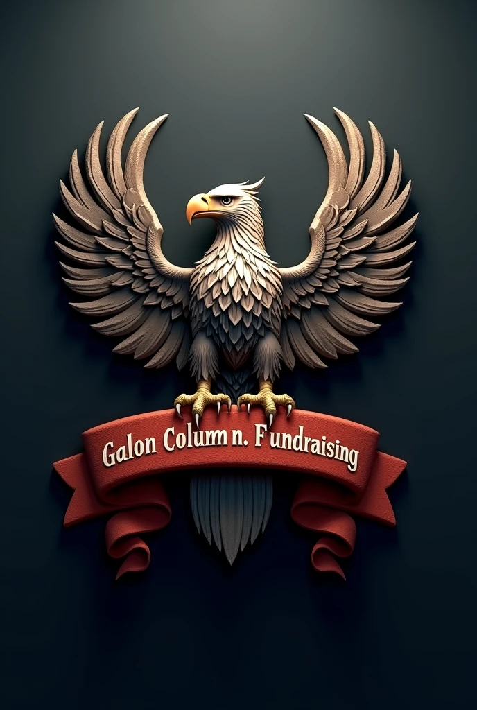  * "Realistic 3D eagle logo with a banner saying Galon Column Fundraising, dark background"
 