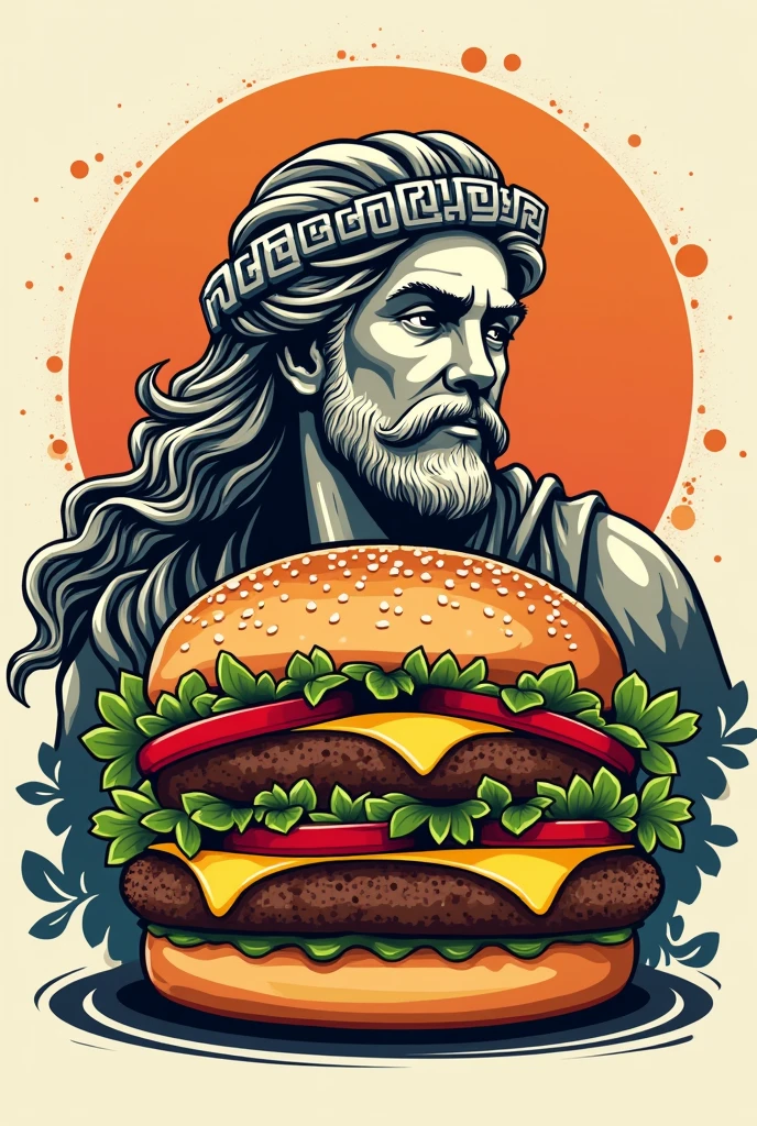 Athena&#39;s Burger logo with Greek mythology theme

