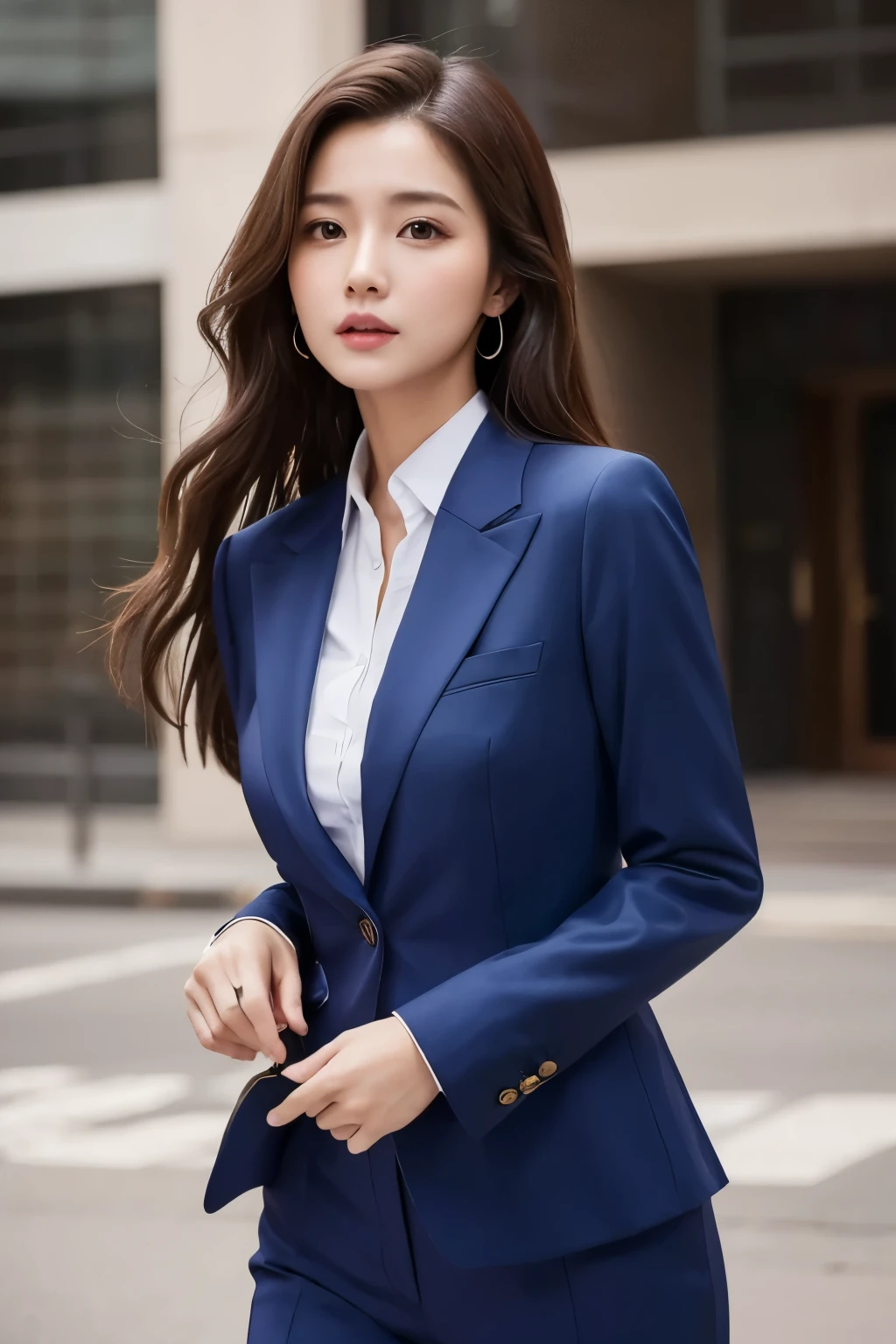 Beautiful woman、masterpiece、Highest quality、Actual item、suit、 gets all over the body、Confused expression、Beautiful Face、High quality、8k images
