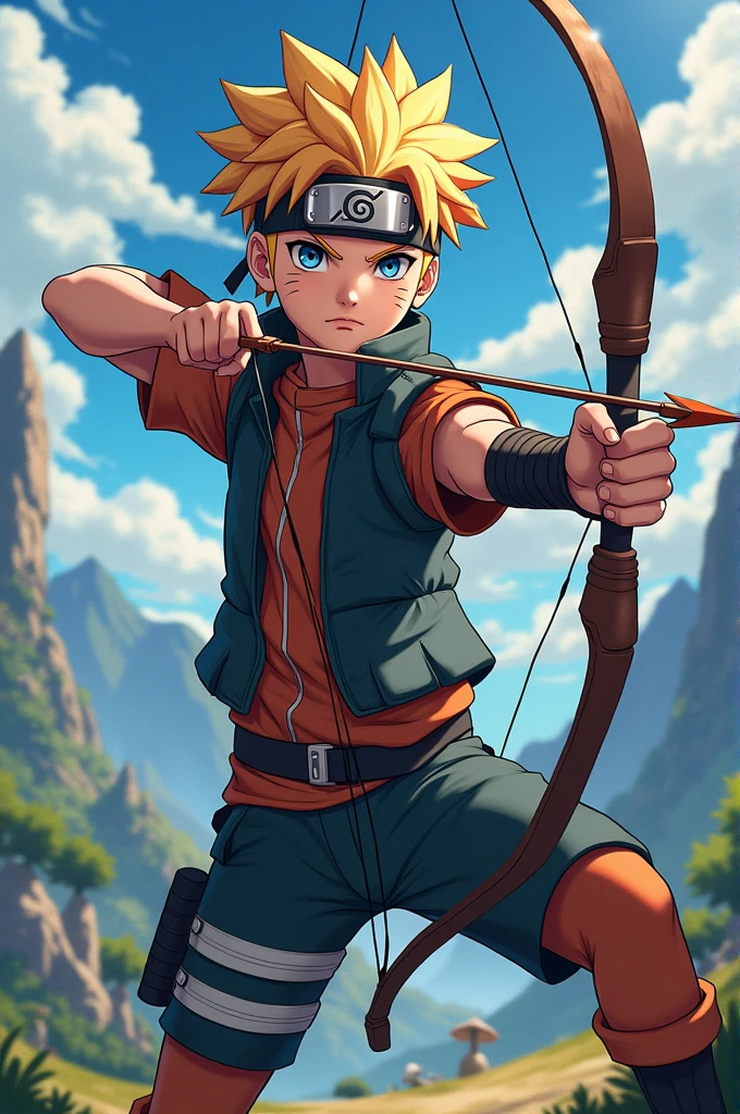 Anime  boy like naruto with Bow