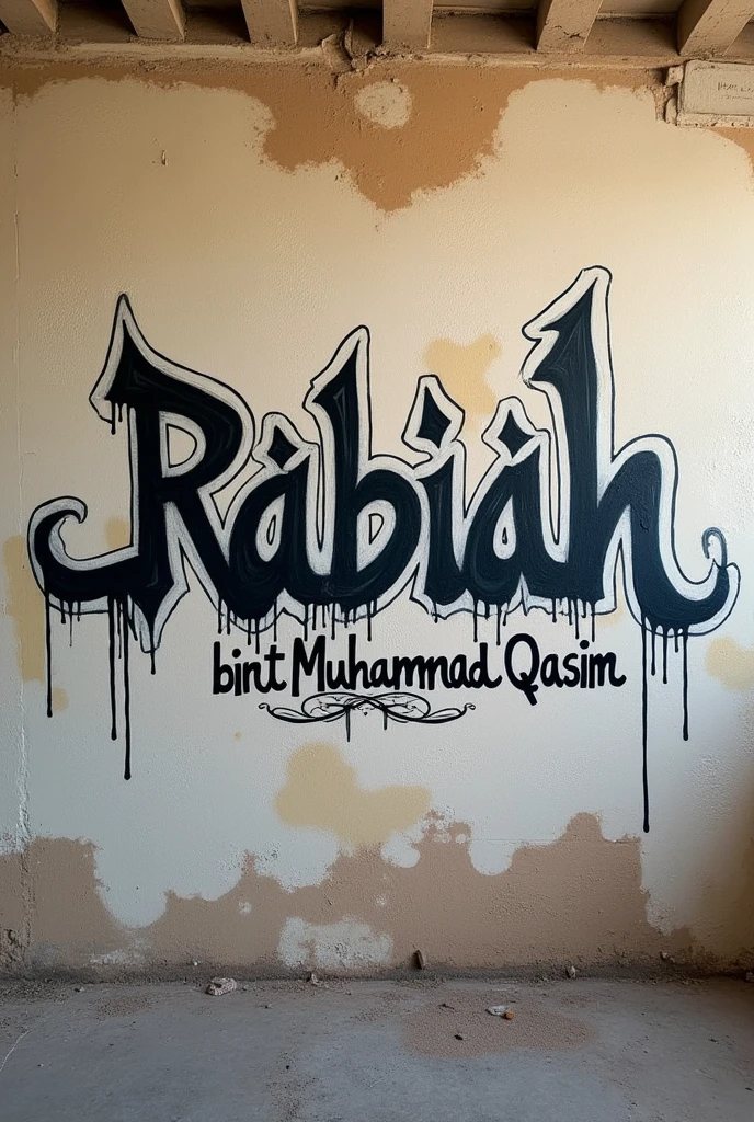 A Gary wall write text on wall "ربيعة بنت محمد قاسم"