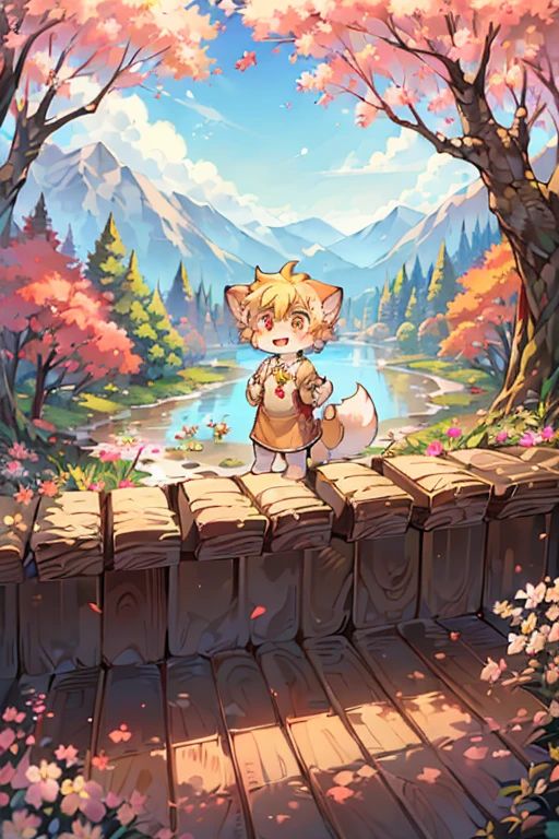 masterpiece,high quality,abstract res,number\(artwork\), From dagasi, Yes,Seizan,(Flower Charcoalo,Fluffy fur,character focus:1.1),Flower Charcoalo male cat,short hair,portrait , Bright eyes, panoramic, character focus.(Detailed background:0.7), solo, hairy, hairy male, Male focus, Masterpiece of time,high quality,abstract res,number\(artwork\), From dagasi, Yes,Seizan,(Flower Charcoalo,Fluffy fur,character focus:1.1),Human male fox,Bright eyes, panoramic, character focus.(Detailed background:0.6), solo, hairy, hairy male, Male focus, Flower Charcoal,(Hairy all over, Hairy tail)fur,A five-year-old boy,cute,Hip bulge,Toddler,Blood-red pupils,A tail with a white tip,The ends of the limbs are white,Cute meat pads,Claw,cute boys,The ear tips are orange,Big hairy ears,Hairy big tail,Reasonable composition,Pale yellow hair,Brown cloth bag,In the woods,Extremely fine water, naked,Slightly reddened,Dress coolly,Blonde short hair,Thin children,Blonde hair,cute child,cute little adventurer,Be open-minded,Ultra-clear, japanese village, blossom tree, pooping