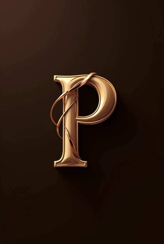 Create a logo with the letter P in capital and in 2d and the dark brown background, that looks elegant and creatively wrapped in a little 