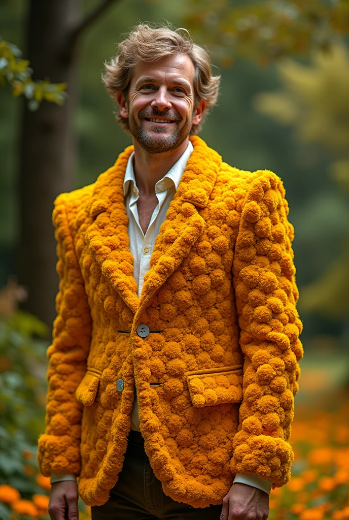 Man in a catrin marigold flower suit