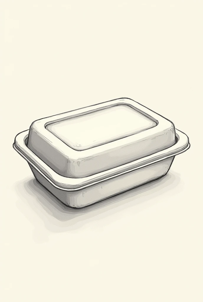 Make me a sketch or drawing of a small food tray with a lid or something that is biodegradable 