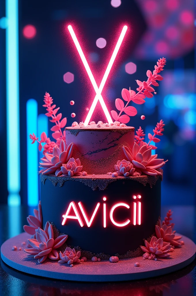 A cake with Avicii's name and his logo